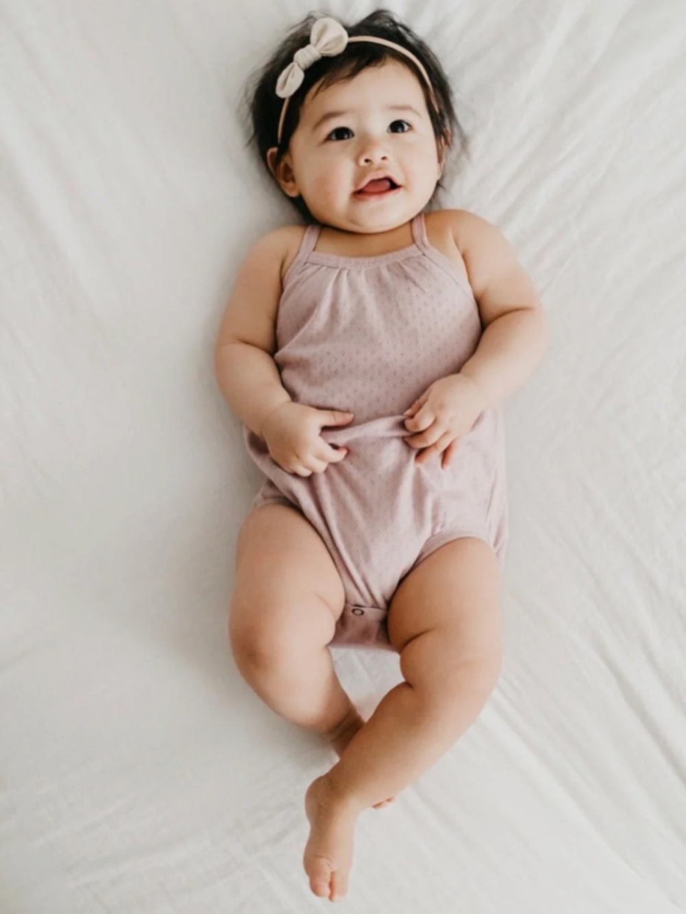 0-3m NWT L'ovedbaby Girls Pointelle Crossback Bodysuit- Mermaid Pink - Picture 3 of 6
